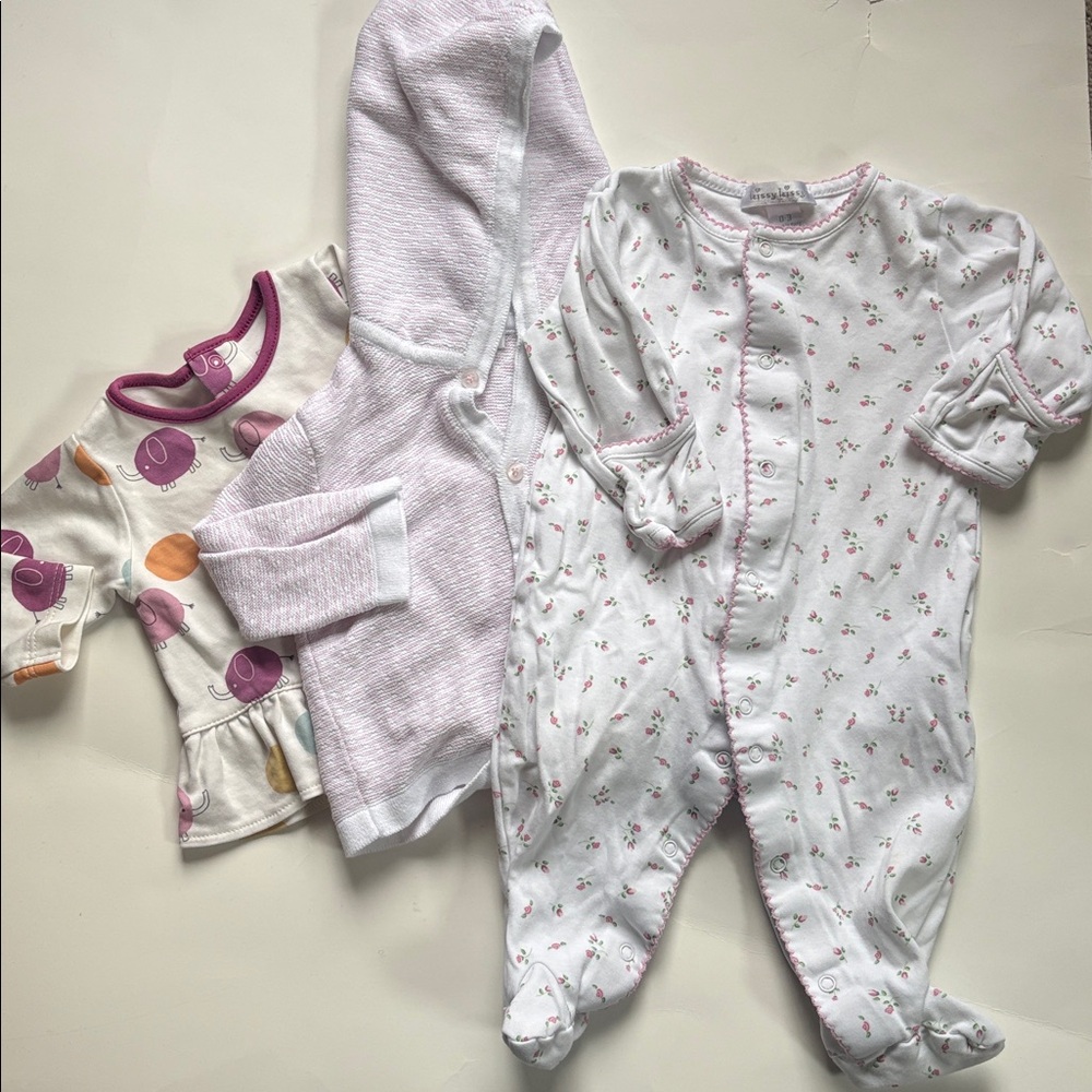Kissy Kissy Baby Girl Lot size 0-3 months garden rose onesie sweater cardigan